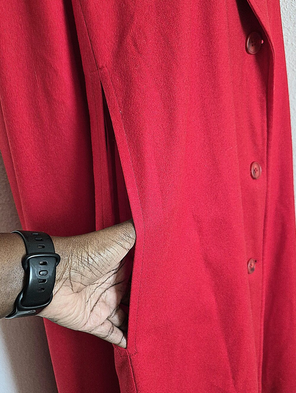 SOLD Vintage Pendleton Red Long 100% Wool Cape Coat Size L Button USA Classic - Picture 12 of 17